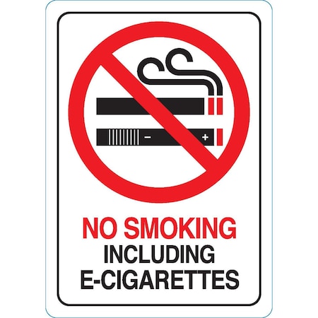 Hy-Ko No Smoking Including E-Cigarettes Sign 5" x 7", 5PK A02019